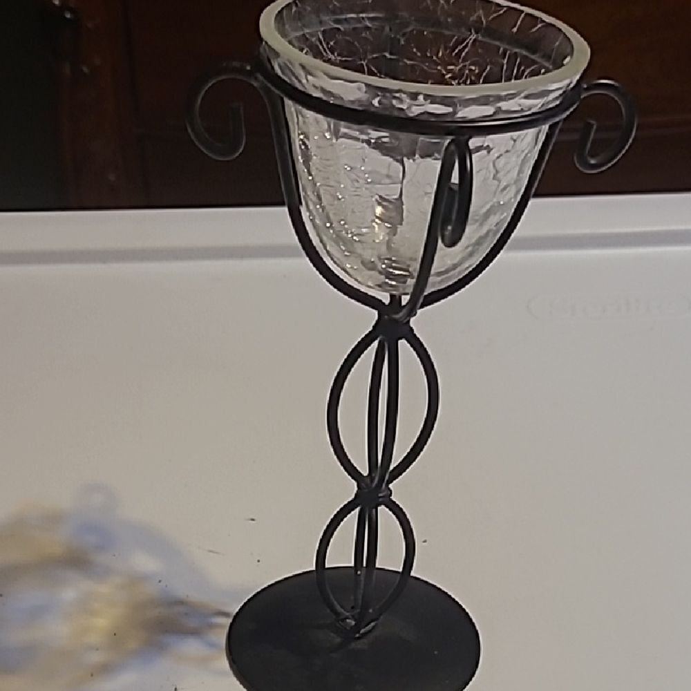 Elegant Black and Glass Candle Holder